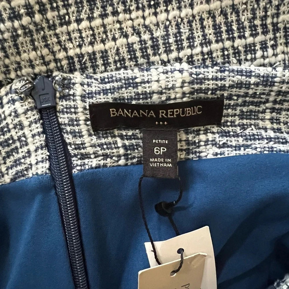 NWT Banana Republic Blue Lined Tweed Pencil Skirt Womens size 6 petite - Picture 5 of 8